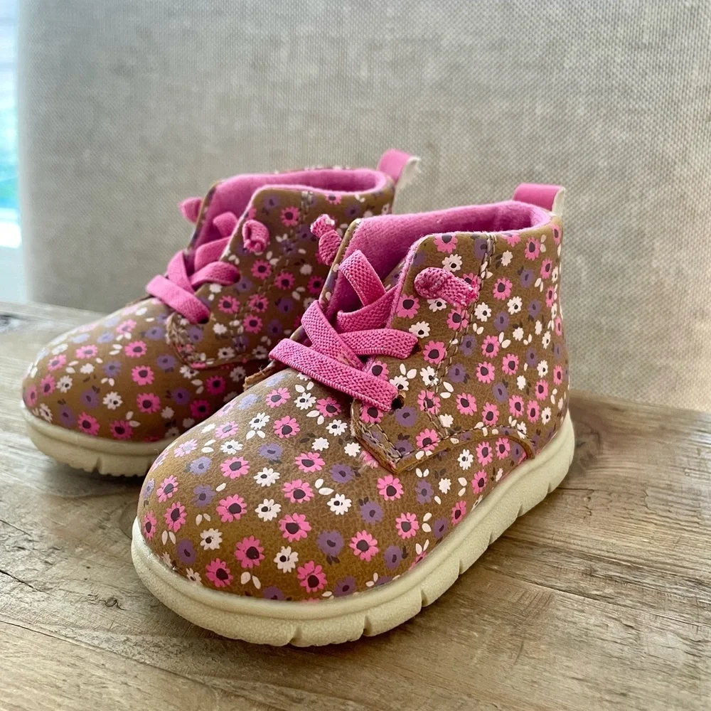 Carter's Pink Floral Baby Walker Shoes